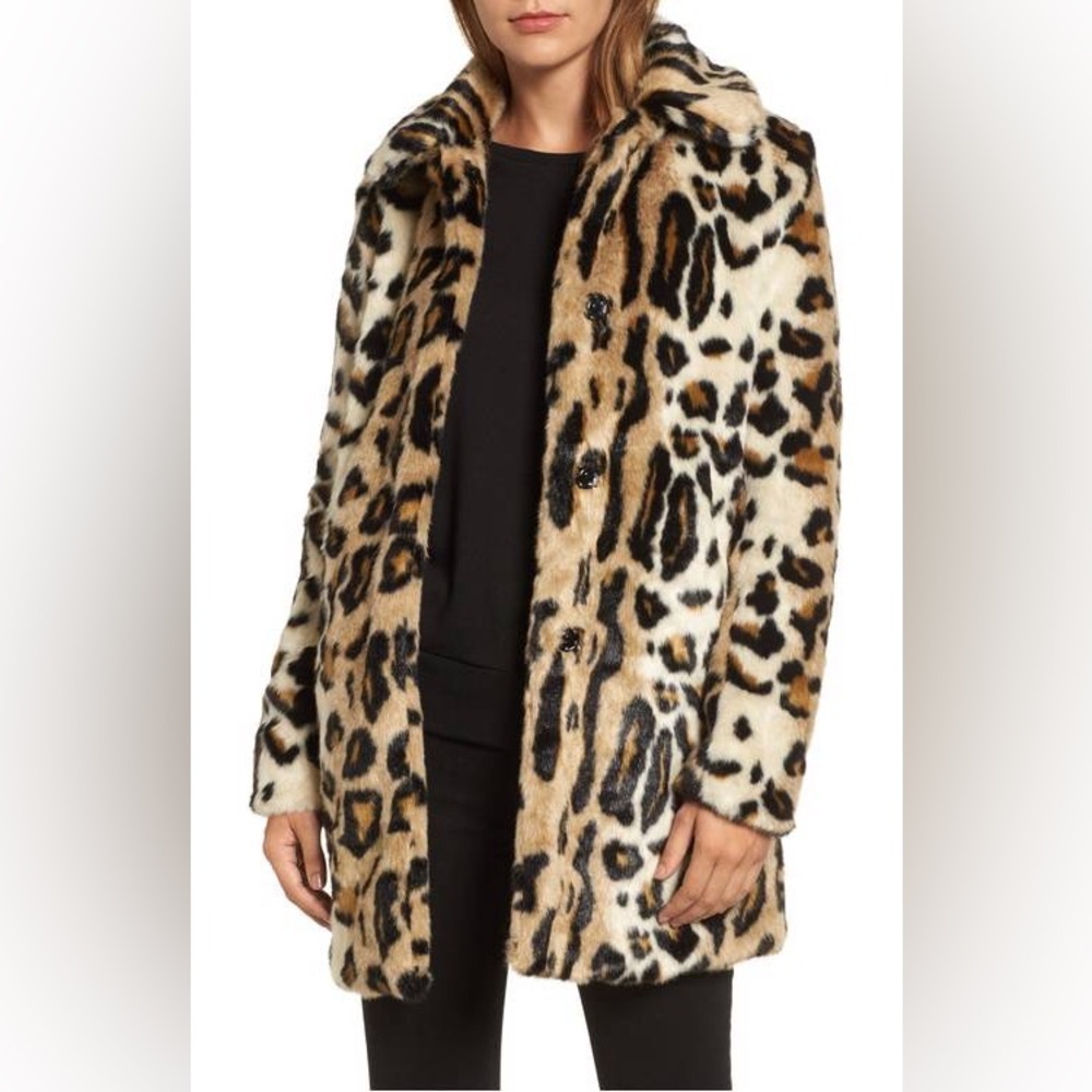Love Token Leopard Cheetah Faux Fur Coat – Size Small